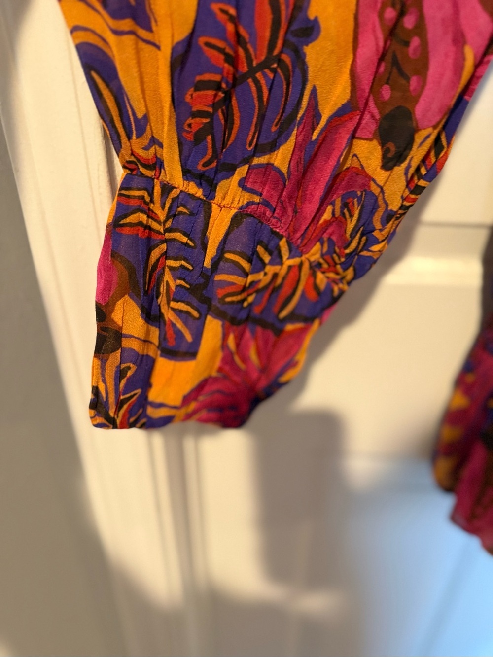 FARM Rio Yellow Fruit Dream Long Sleeve Mini Dress NWT | Tropical Print | Sz XL - Picture 9 of 9